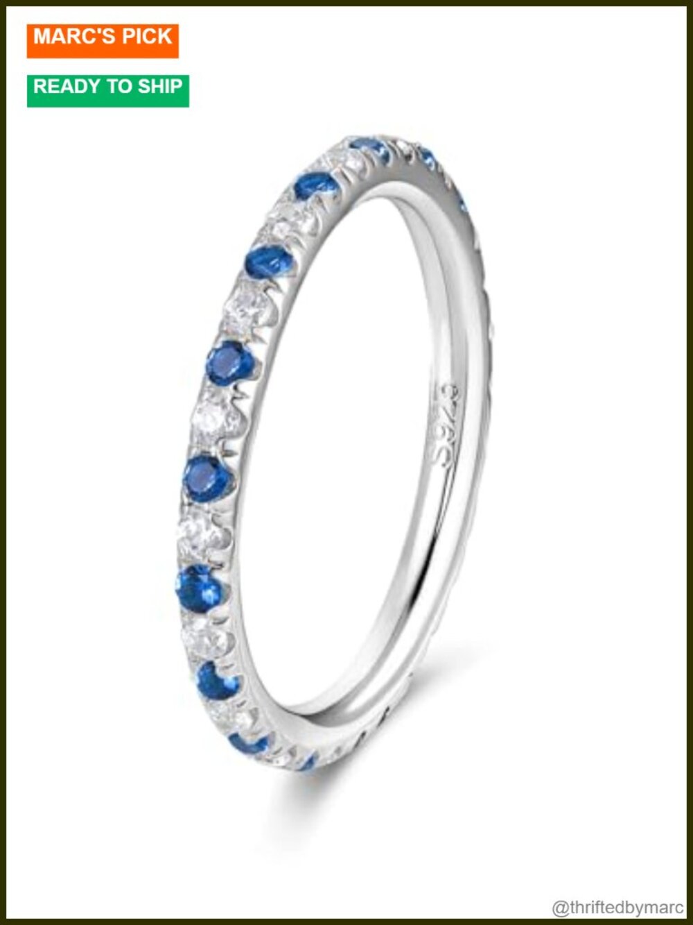 Eternity Ring 925 Sterling Silver Sapphire Ruby Moissanite